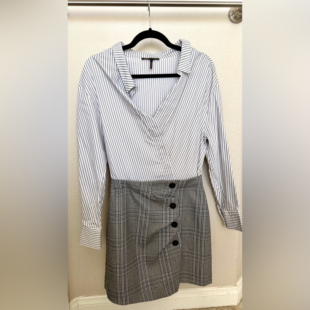 Maje White and Light Gray Dress (size 2/38)